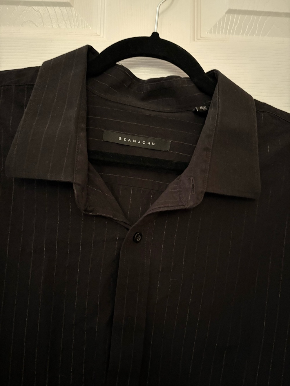 Sean John Black Pinstripe Dress Shirt - Regular Fit